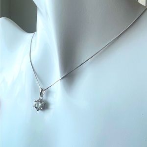 Certified 1CT Real Moissanite Diamond Sterling Silver Classy Necklace
